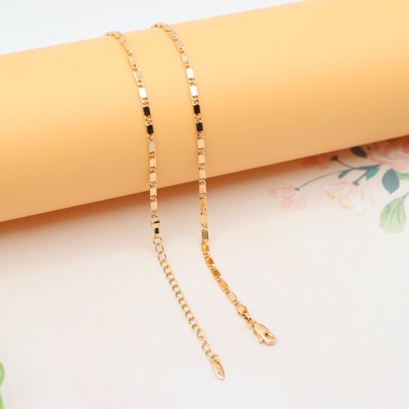 "Glossy Rose Gold Flat Link Necklace, Adjustable Shine Chain, XPNL0190 - Picture 12 of 12